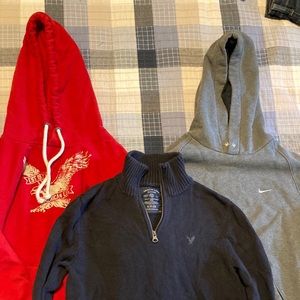 Lot 3 men’s sweaters hoodies american eagle small